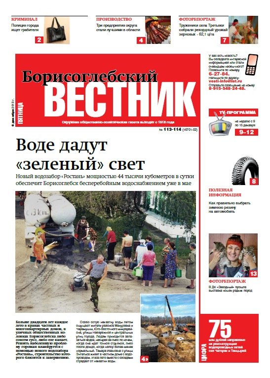 Борисоглебский вестник, газета, г. Борисоглебск